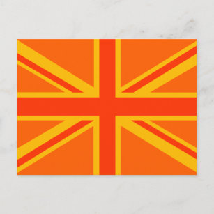 Vibrant Orange Union Jack British Flagga Swag Vykort