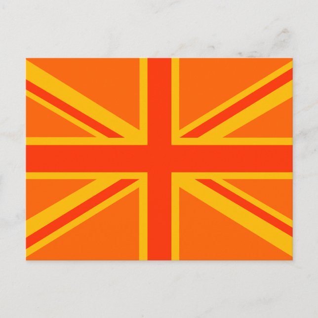 Vibrant Orange Union Jack British Flagga Swag Vykort (Framsida)