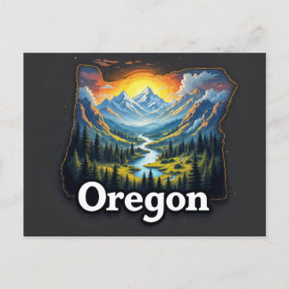 Vibrant Oregon liggande | Illustrated Mountai Helg Vykort