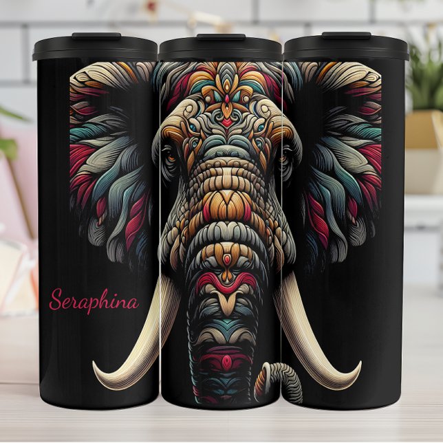 Vibrant Ornate Elephant Head: Bold Färg (Skapare uppladdad)