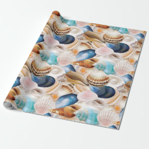 Vibrant över seashceller som mönstrats presentpapper