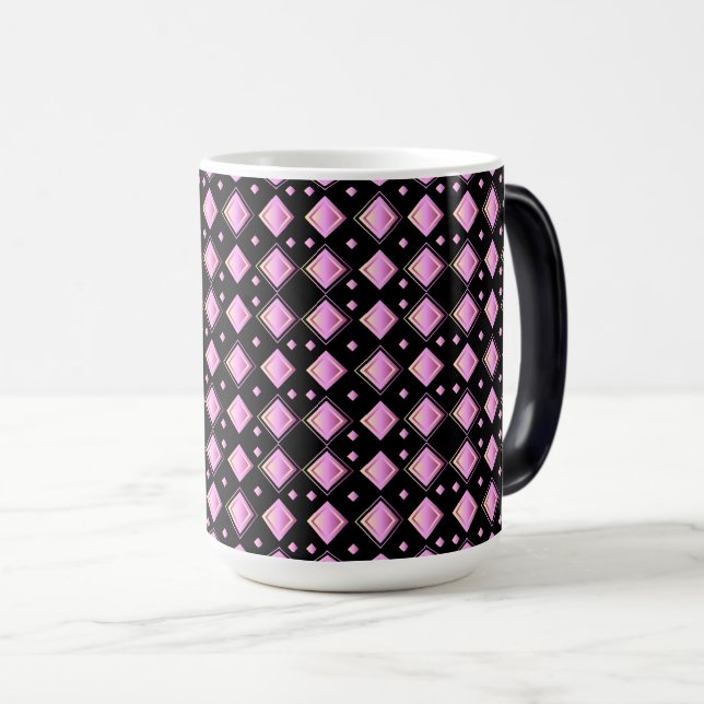 Vibrant övertoning Rosa Diamond Geometric Mönster Magisk Mugg (Framsida höger)