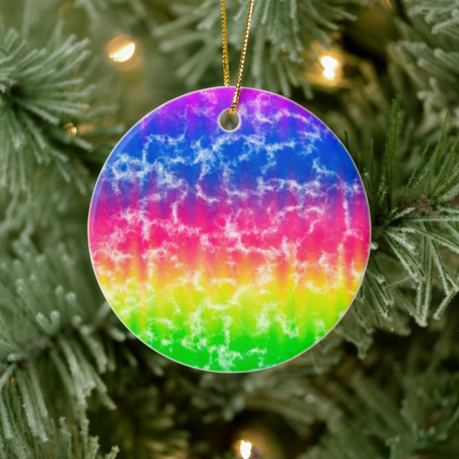 Vibrant övertoning Tie Dye Jul Ornament (Träd)