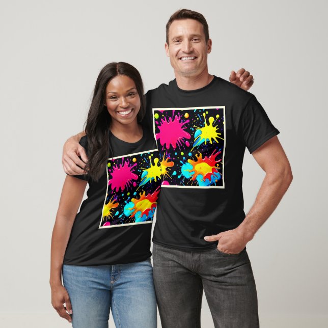 Vibrant Paint Splatter Art Burst T Shirt (Unisex)