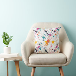 Vibrant Paint Splatter Pattern Kudde