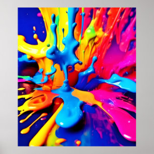 Vibrant Paint Stänk Art i fetstil Färg Poster