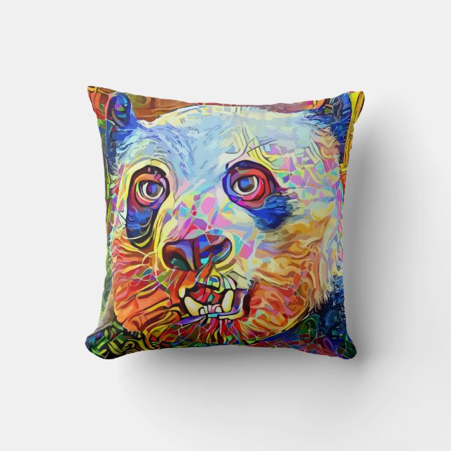 Vibrant Panda Porträtt Kudde (Framsida)