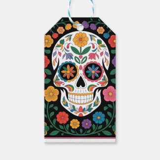 Vibrant Papel Picado Skull Presentetikett