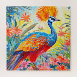 Vibrant Paradise Bird in a Lush Garden Pussel