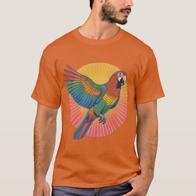 Vibrant Parrot Sunrise T Shirt (Framsida)