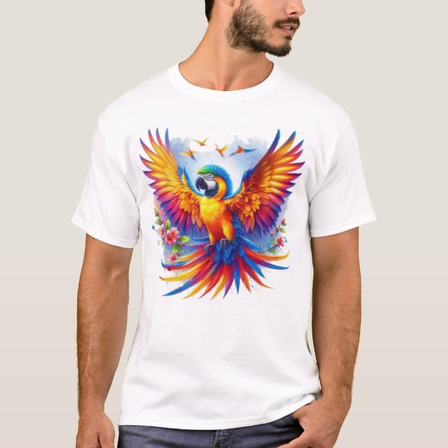Vibrant Parrot Symphony T Shirt (Framsida)