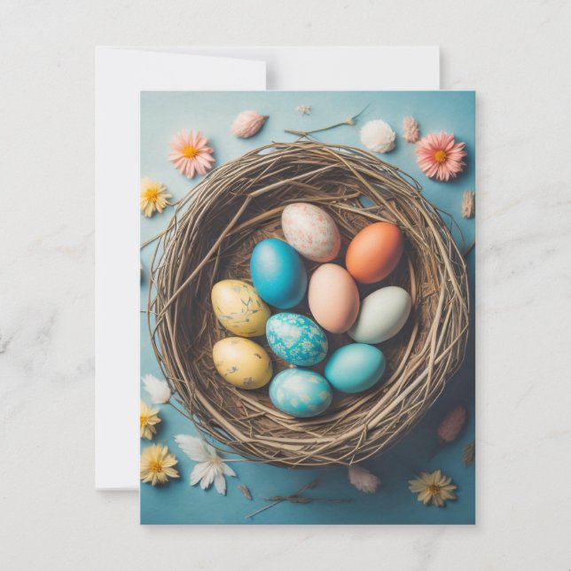 Vibrant Påsk Basket med dekorativa ägg Julkort (Framsida)