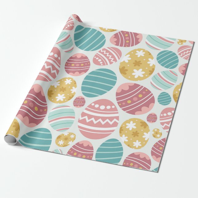 Vibrant Påskägg Mönster Presentpapper (Utrullad)