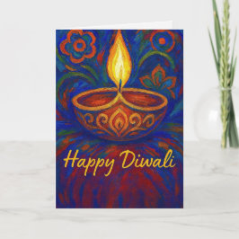Vibrant Paskriven Diya Lycklig Diwali Hälsning Kort