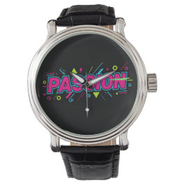 Vibrant Passion Typography - Retro 90-Tal Popkonst Armbandsur