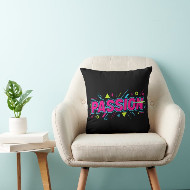 Vibrant Passion Typography - Retro 90s Pop Art Aes Kudde (Stol)