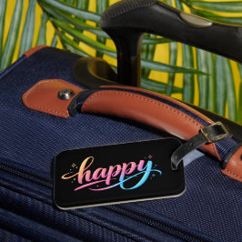 Vibrant Pastel Gradient HAPPY Typography - Modern  Bagagebricka