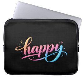 Vibrant Pastel Gradient HAPPY Typography - Modern  Laptop Fodral