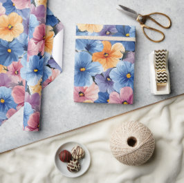 Vibrant Pastel Multifärgad Blommigt Sömlös Mönster Presentpapper