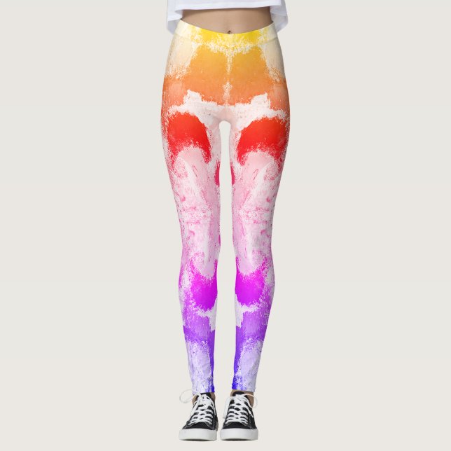 Vibrant Pastel Symmetry - Abstrakt Texturerad kons Leggings (Framsida)