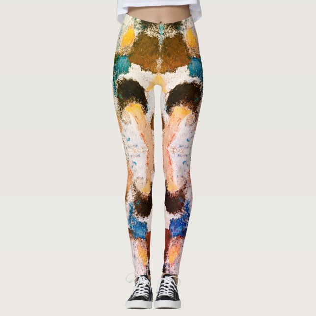 Vibrant Pastel Symmetry - Abstrakt Texturerad kons Leggings (Framsida)
