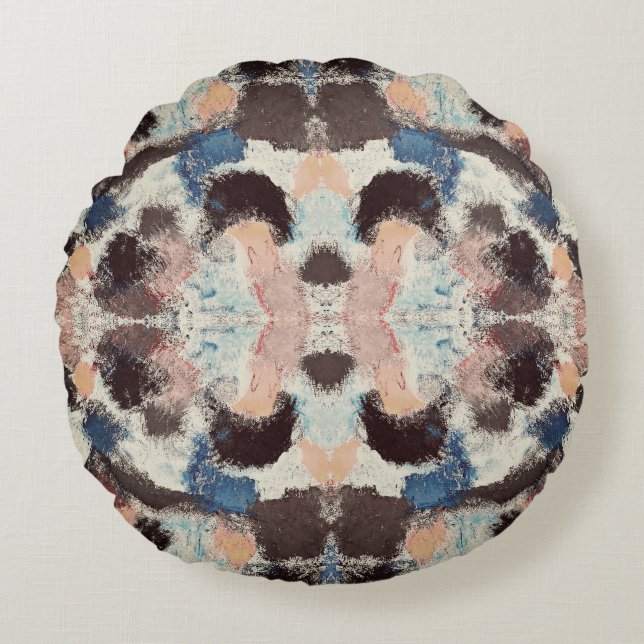 Vibrant Pastel Symmetry - Abstrakt Texturerad kons Rund Kudde (Framsidan)