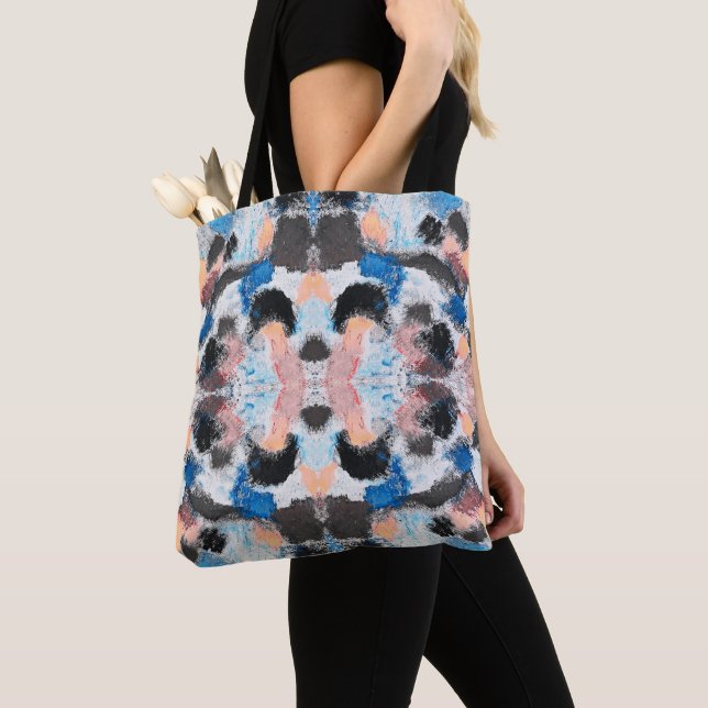 Vibrant Pastel Symmetry - Abstrakt Texturerad kons Tygkasse (Närbild)