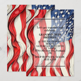 Vibrant Patriotic American Flagga Födelsedagsfest Inbjudningar
