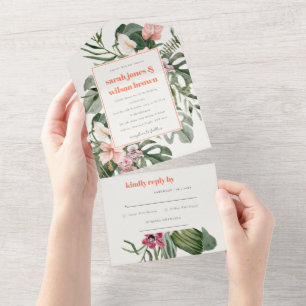 Vibrant Peach  Boho Tropical Blommigt Bröllop