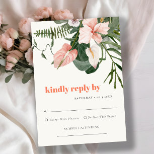 Vibrant Peach Boho Tropical Blommigt Bröllop OSA Kort
