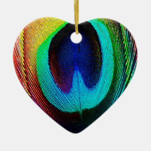 Vibrant Peacock Feather Julgransprydnad Keramik