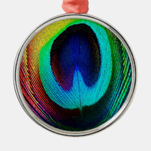 Vibrant Peacock Feather Julgransprydnad Metall