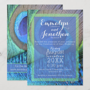 Vibrant Peacock Feather Modern-inbjudan Inbjudningar