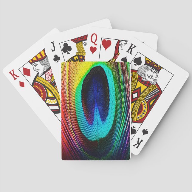 Vibrant Peacock Feather Spelkort (Baksidan)