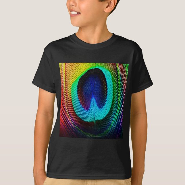 Vibrant Peacock Feather T-shirt (Framsida)