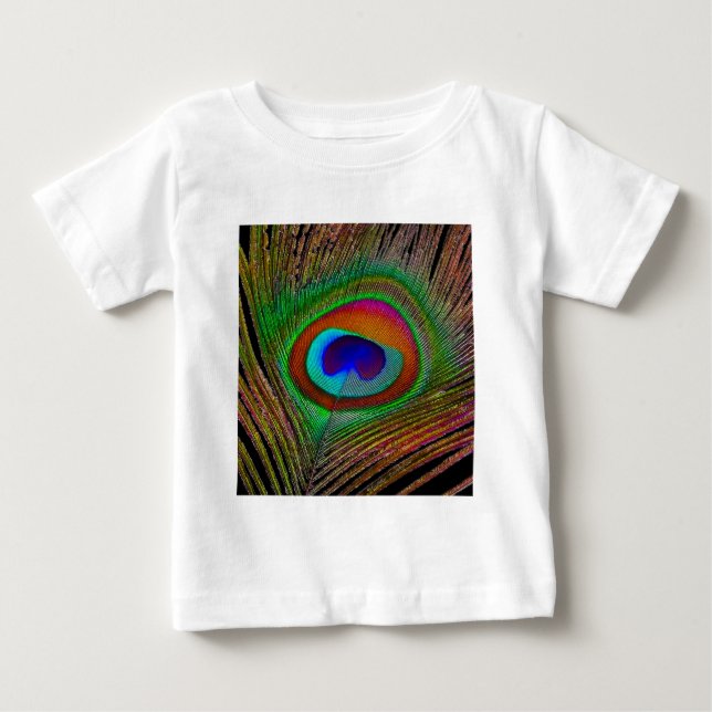 Vibrant Peacock Feather Tee (Framsida)