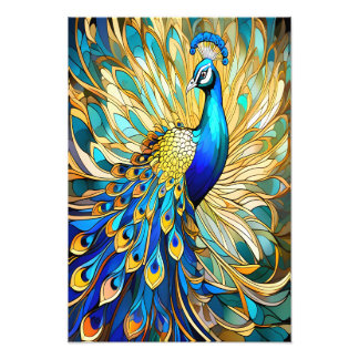 Vibrant Peacock i Art nouveau Stil Colorful Art Fototryck
