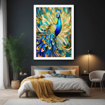 Vibrant Peacock i Art nouveau Stil Colorful Wall