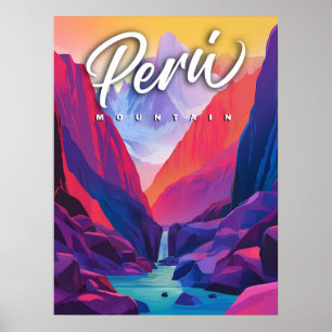 Vibrant Peru-berget: En Contemporary Travel Poster