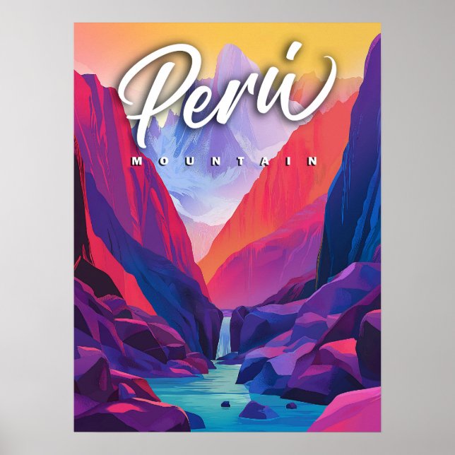 Vibrant Peru-berget: En Contemporary Travel Poster (Framsidan)