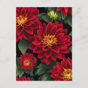 Vibrant Petals Red Dahlia Vykort