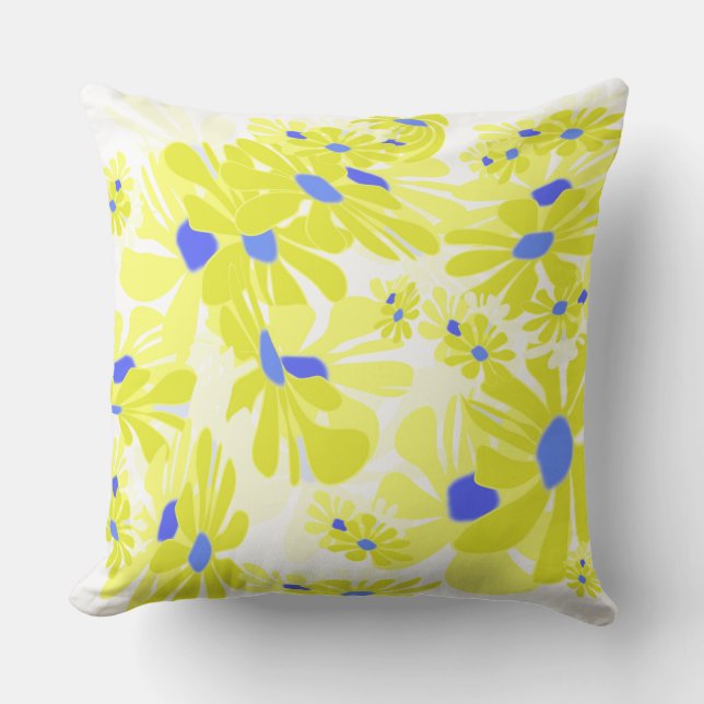 Vibrant Petals: Stylish Floral Throw Pillow Kudde (Framsida)