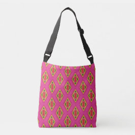 Vibrant Pink Diamond Motif Shoulder Bag Axelväska