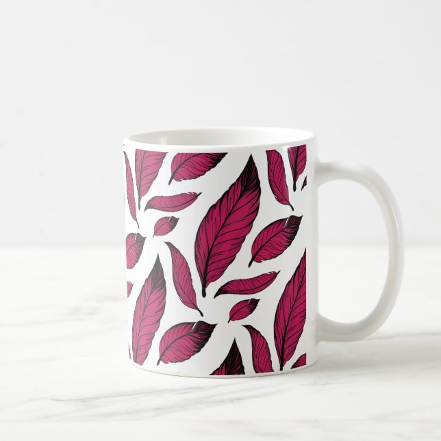 Vibrant Pink Feather Pattern Kaffemugg (Höger)
