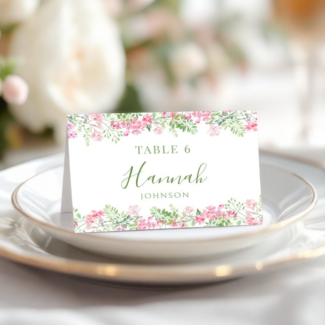 Vibrant Pink Floral Chic Bridal Shower Place Cards Bordsnummer (Skapare uppladdad)