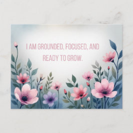 Vibrant Pink Floral Embracing Growth Affirmation Vykort