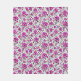 Vibrant Pink Floral Pattern With Magenta Flowers Fleecefilt