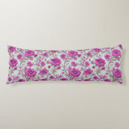 Vibrant Pink Floral Pattern With Magenta Flowers Kroppskudde