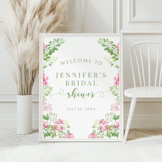 Vibrant Pink Flower Bridal Shower Welcome Sign Poster (Skapare uppladdad)