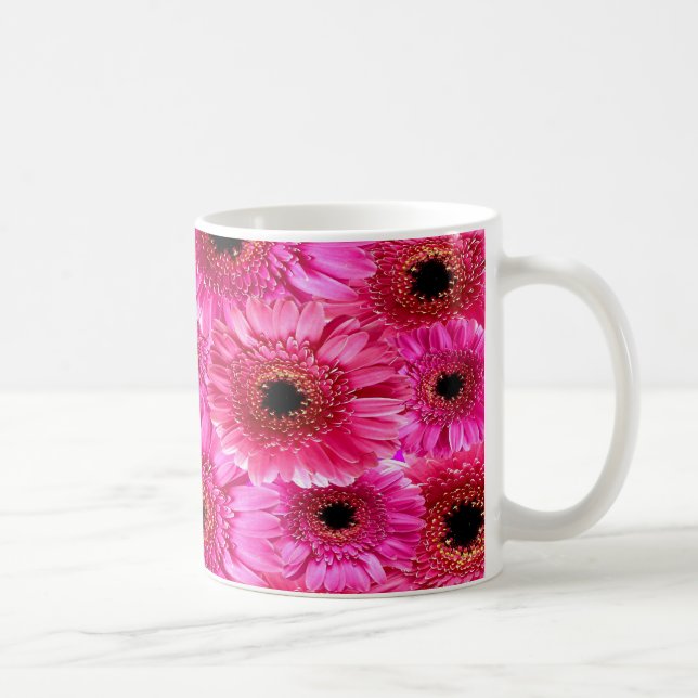 Vibrant Pink Gerbera Daisy Pattern Mug | Bold Flor Kaffemugg (Höger)